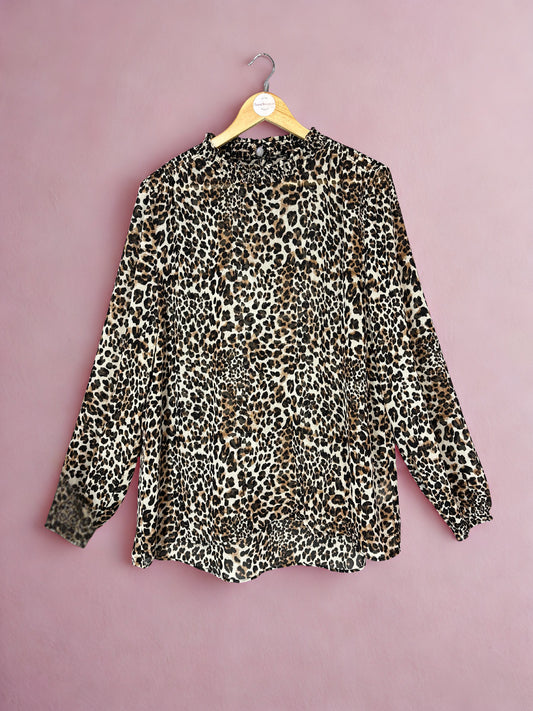 Decjuba sheer animal print blouse (XL)