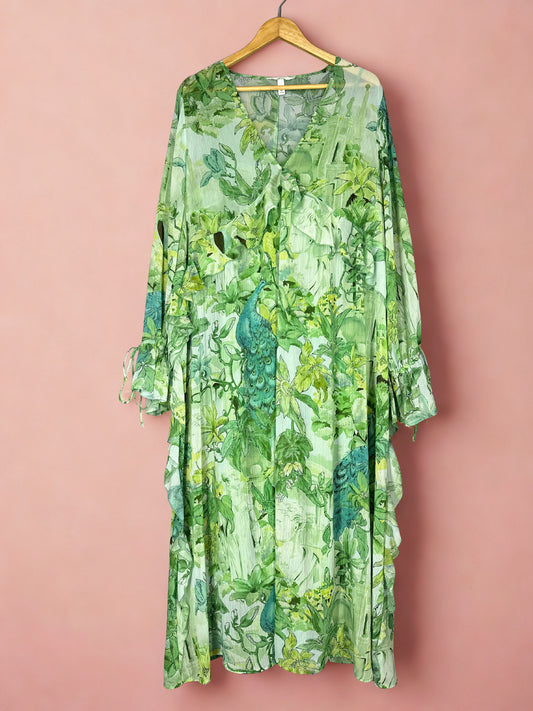 H&M floral green dress (L)